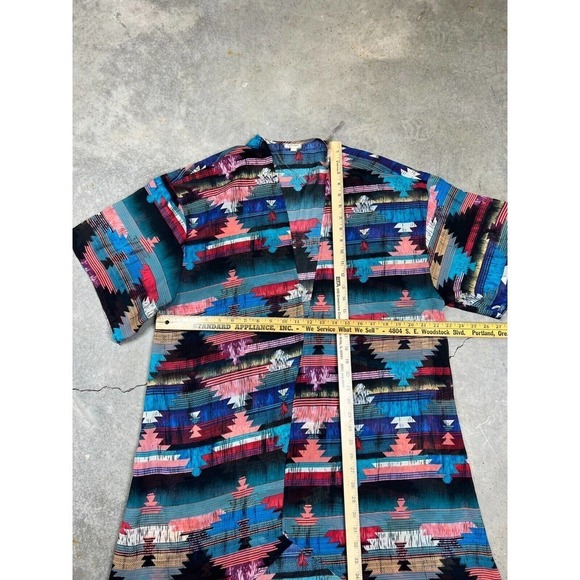 Eyeshadow Boho Open Long Cardigan Top Womens Large Aztec Print Colorful - Picture 6 of 7